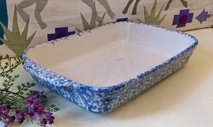 Roseville GERALD HENN Spongeware~9x13 Baking Casserole Dish~GORGEOUS Blue~ 4 Qt. - Picture 1 of 11