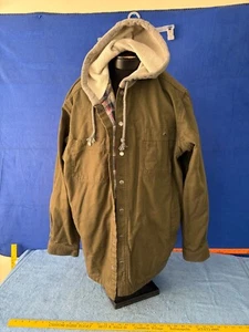 Duluth Trading Green Fire Hose Canvas Flannel Lined Hooded Jacket Men's size 2XL - Picture 1 of 14