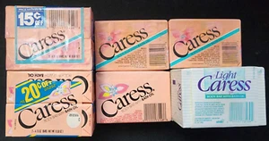RARE! 9 Vintage Caress Body Bar Oil Soap Light 4.75 Cupons Lever Bath 1988 1991 - Picture 1 of 2