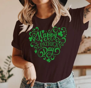 St Patrick's Day T-Shirt Irish Shamrock Ireland Paddys (Happy st day love 1, TS) - Picture 1 of 5