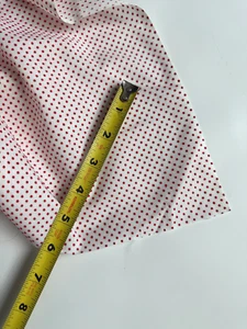 Vintage Flocked Swiss Red Polka Dots On White 2 yds Lightweight Blend Fabric - Picture 1 of 2