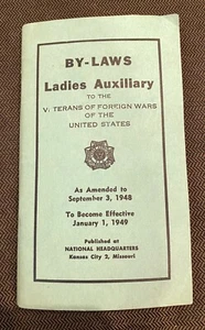 Folleto de colección 1949 Estatutos Damas Auxiliares Veteranos de Guerras Extranjeras de Estados Unidos - Imagen 1 de 3