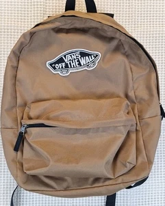 Vans Brown Backpack Classic Off The Wall Big Patch Skateboard Logo Padded Strap - Picture 1 of 7