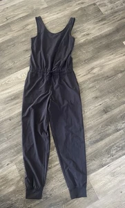 Athleta schwarzer ärmelloser Jogger-Overall mit Kordelzug Damengröße 6 S/M V-Ausschnitt - Bild 1 von 6