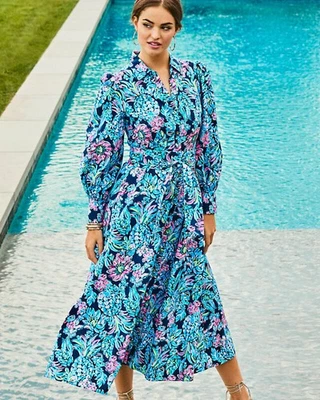 Vestido camisero midi elástico Lilly Pulitzer Mira piña paraíso TALLA 0/2 Foto 1 de 4