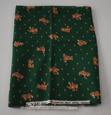 1/2 yard x 38" cotton fabric piece  Vintage VIP Cranston Mini Teddy Bears Holly - Image 1 of 3