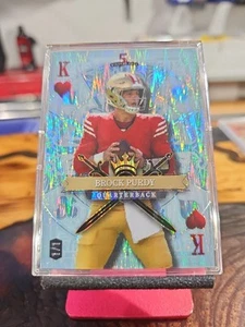 2024 wild card 5 card draw calcio Brock Purdy King Of Hearts 1/1 White Shimmer - Foto 1 di 5