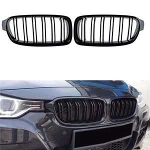 KÜHLERGRILL DOPPELSTEG NIEREN GRILL PASSEND FÜR BMW 3er F30 F31 GLÄZEND SCHWARZ - Bild 1 von 9