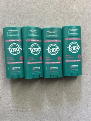 Paquete de 4 desodorantes naturales Tom’s of Maine rosa vainilla sin aluminio 3,25 OZ Foto 1 de 4