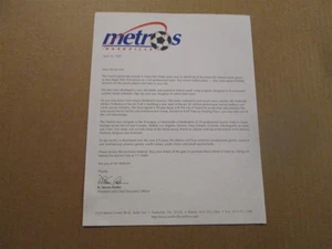 A League Nashville Metros Vintage verstorben datiert 1997 Team Logo Fußball Briefkopf - Bild 1 von 1