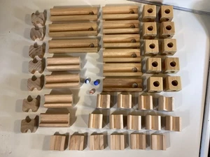 Vintage 45-Piece Wood Block Marble Run Set with 3 Marbles - Watch the Video! - Picture 1 of 9
