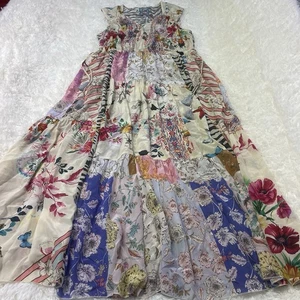 Johnny Was Cosmo Lola luftig Seide Patchwork Blumenmuster gemischter Druck Kleid S $ 588 - Bild 1 von 6