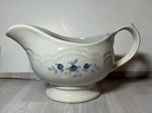 Pfaltzgraff Poetry Blue Roses Scalloped Design Gravy Boat 8" - Picture 1 of 13