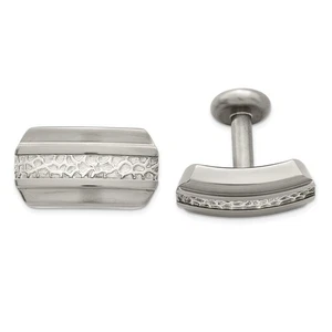 Titanium & Sterling Silver Brushed& Polished Cufflinks - Picture 1 of 3