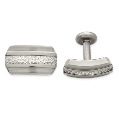 Titanium & Sterling Silver Brushed& Polished Cufflinks - Image 1 of 3