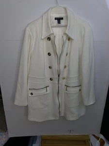 INC International Concepts Coat White Cotton Gold Holiday Cocktail Christmas 2x - Picture 1 of 6