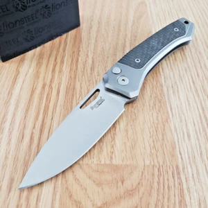 LionSTEEL Twain Folding Knife 3.13" CPM MagnaCut Steel Blade Titanium/CF Handle - Picture 1 of 12