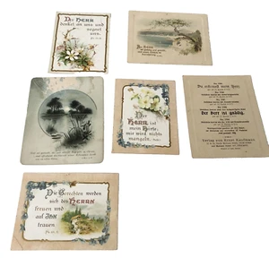 Antique German Card LOT of 6 Religious Messages Psalms Lord Is My Shepard Nature - Picture 1 of 22