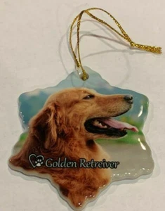 Golden Retriever Dog Porcelain Star Shaped Christmas Ornament New  - Picture 1 of 1