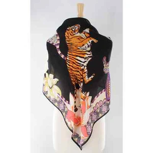 Bufanda cuadrada mezcla de seda Vince Camuto tigre floral 36" etiquetas $68 #VC3006V - Imagen 1 de 3