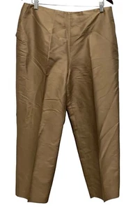 Kate Hill Silk Gold Dress Pants Straight Leg Pockets Womens Size 14 - Picture 1 of 2