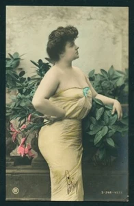 German 1910 Risque Full Figure Voluptuous Model in Profile Hand TINTED ~ VASTA - Bild 1 von 1