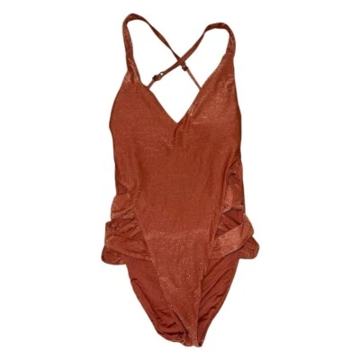 Soluna burnt orange side cutout racerback one piece swimsuit women’s small - Image 1 of 4