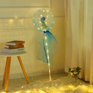 Valentinstag 1 Rosenblume Blumenstrauß Ballon Hochzeitsdeko Bobo Ball LED - Bild 1 von 18