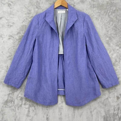 Блейзер женский Coldwater Creek P10 фиолетовый льняной с открытой передней частью легкий Coastal - Изображение 1 из 4