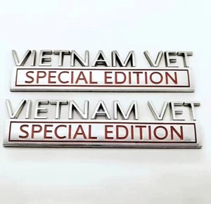 2pcs Vietnam Vet Special Edition Emblem Badge Sticker Decal Nameplate Chrome Red - Picture 1 of 4