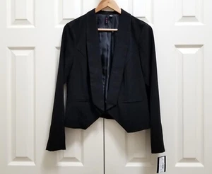Neu mit Etikett Sears Junior tiefschwarz Langarm Schalkragen Revers formelle Jacke Blazer Gr. L - Bild 1 von 4