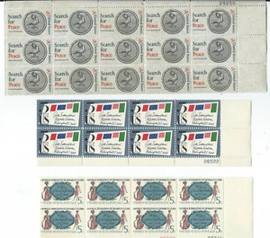 Lot of 3 Five Cent Stamp Blocks Peace 6th Philotelic Exibition Women's Club's - Picture 1 of 7
