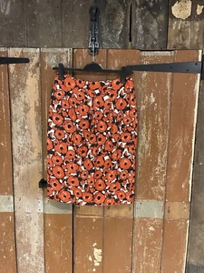 Boden A-Line Silk Skirt Red Mix Poppy Print Lined Zip Light Split Occasion 10R - Picture 1 of 16