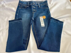 Jumping Beans Denim Jeggings Snaps adjustable Waistband Raw Hem Girls SZ 6X New - Picture 1 of 13