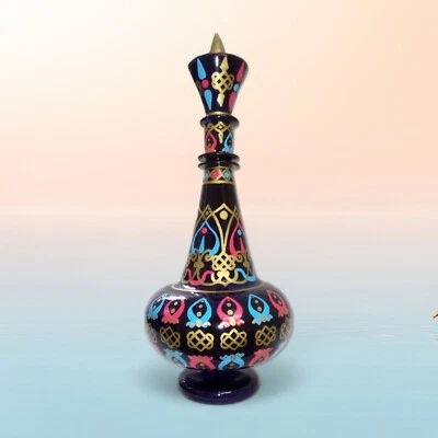 LT479 Genie Vidrio pintado a mano Soplado Azul Cobalto Botella de ensueño Boca-Soplada Foto 1 de 2