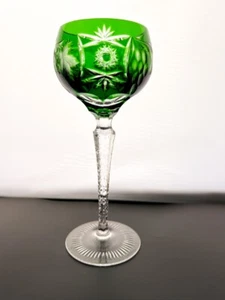 Traube by Nachtmann smaragdgrün geschliffen auf klarem Kristall 8 1/4" Hock Weinglas - Bild 1 von 10