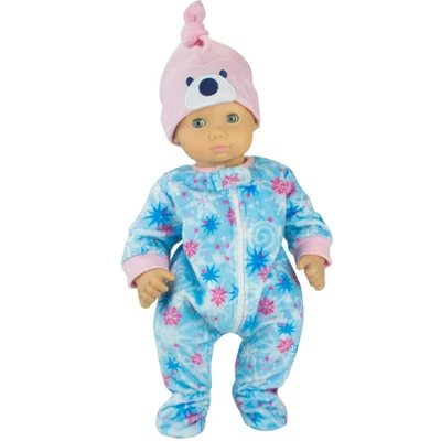 Pijama y sombrero de lana de invierno para ropa de muñeca de niña americana bebé pequeño de 15" Foto 1 de 2