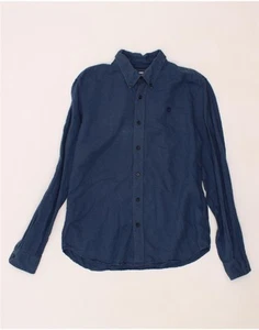 TIMBERLAND Mens Slim Fit Shirt Medium Navy Blue Linen VT15 - Picture 1 of 3