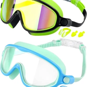 Swim Goggles 2 Pack, Wide View Anti Fog & UV Swimming Goggles No Leaking for Kid - Picture 1 of 7