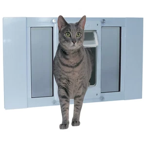 Ideal Pet Products Aluminum Sash ChubbyKat Flap Pet Door Medium White 1.25 x 27 - Picture 1 of 9