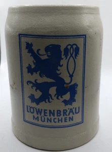 Vintage handgefertigter Lowenbrau Steinzeug deutscher Bierkrug 0,5 l  - Bild 1 von 4
