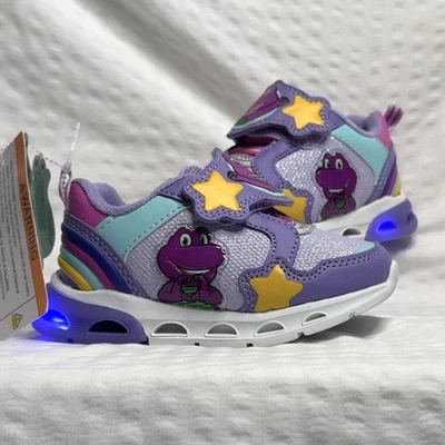 Barney Toddler Kids light up Athletic Sneakers (nostalgic) size 5c,7c Baby Shoes - Image 1 of 4