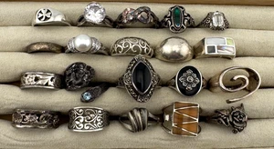 Sterling Silver Rings Lot of 20 Vintage & Modern 87.4g - Bild 1 von 4