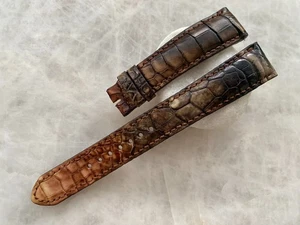Correa de reloj de cuero con estampado de cocodrilo marrón 19 mm/16 mm para muñeca grande - Imagen 1 de 1