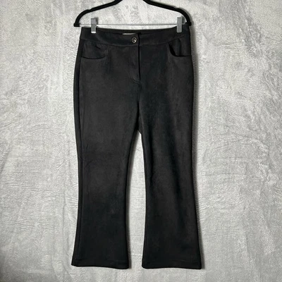 Pantalones Cortos Nanette Lepore Para Mujer Medianos Negros Terciopelo Acampanados Bolsillos Cómodos Trabajo Foto 1 de 4
