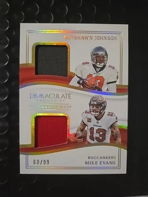 Dual Jersey ( 2 Color ) #'d /99. Mike Evans & Bucs Legend Keyshawn Johnson  - Image 1 of 4