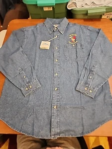 Camisa de mezclilla azul Tri-Mountain CSX Facilities Atlanta para hombre GRANDE L/S nueva con etiquetas. GB16 - Imagen 1 de 13
