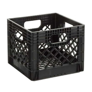 16QT Heavy-Duty Square Milk Crate Black - Picture 1 of 8