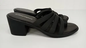 Womens Jeffrey Campbell Black slip on Heel Strappy Sandal Size 8 EUC - Foto 1 di 6