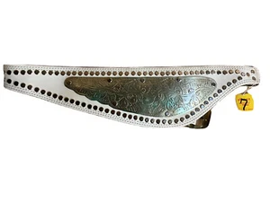 Dairi Belt Moroccan Etch Bronze Leather Concho Hammered VTG Hippie Boho NOS - Picture 1 of 10